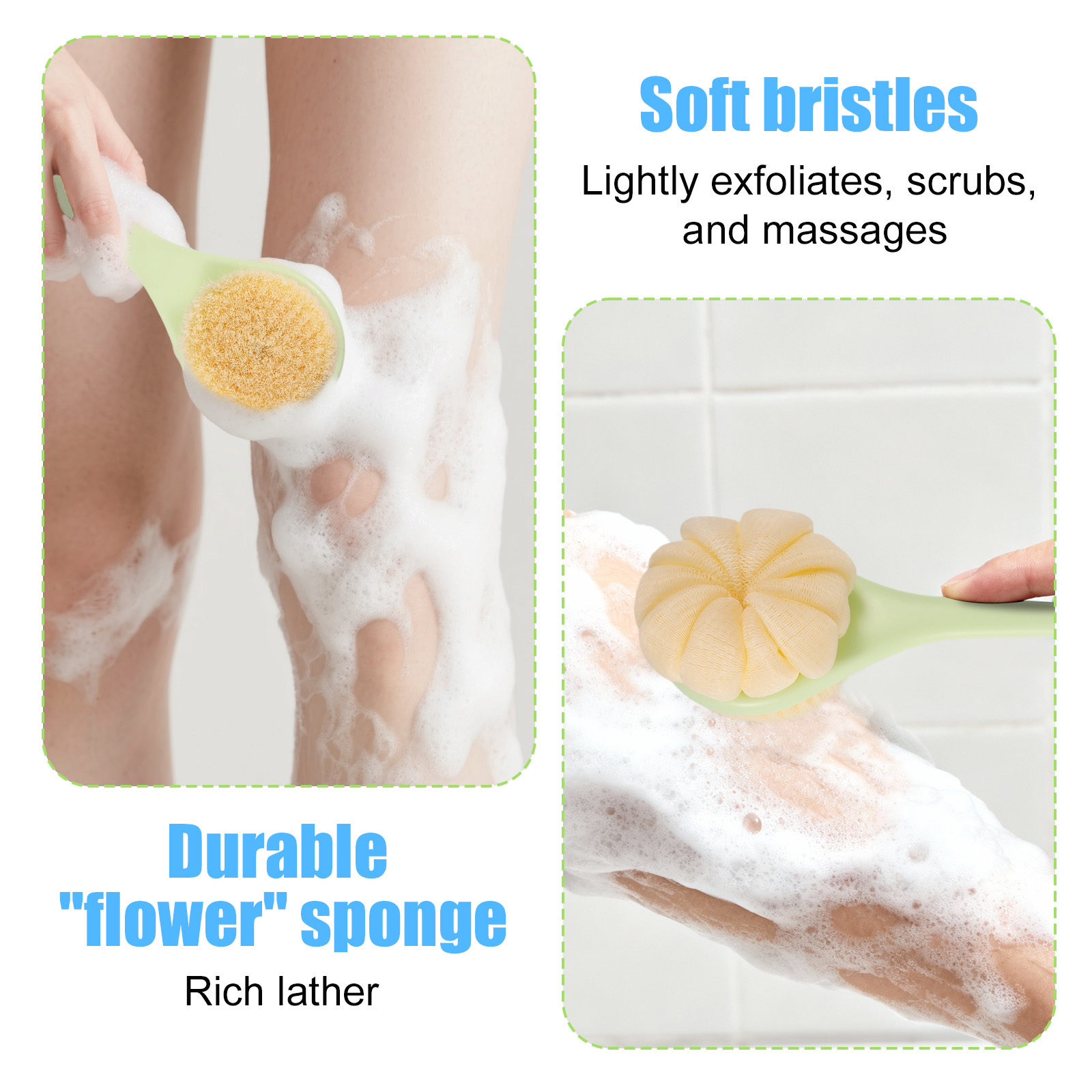 Long Handle Back Scrubber for Shower, 1pc